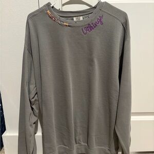 MN Vikings - Comfort Colors Gray Crewneck with Purple "Vikings" Embroidery
